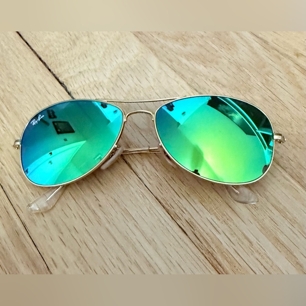 Ray-Ban Cockpit Green Mirrored Pilot style sunglasses